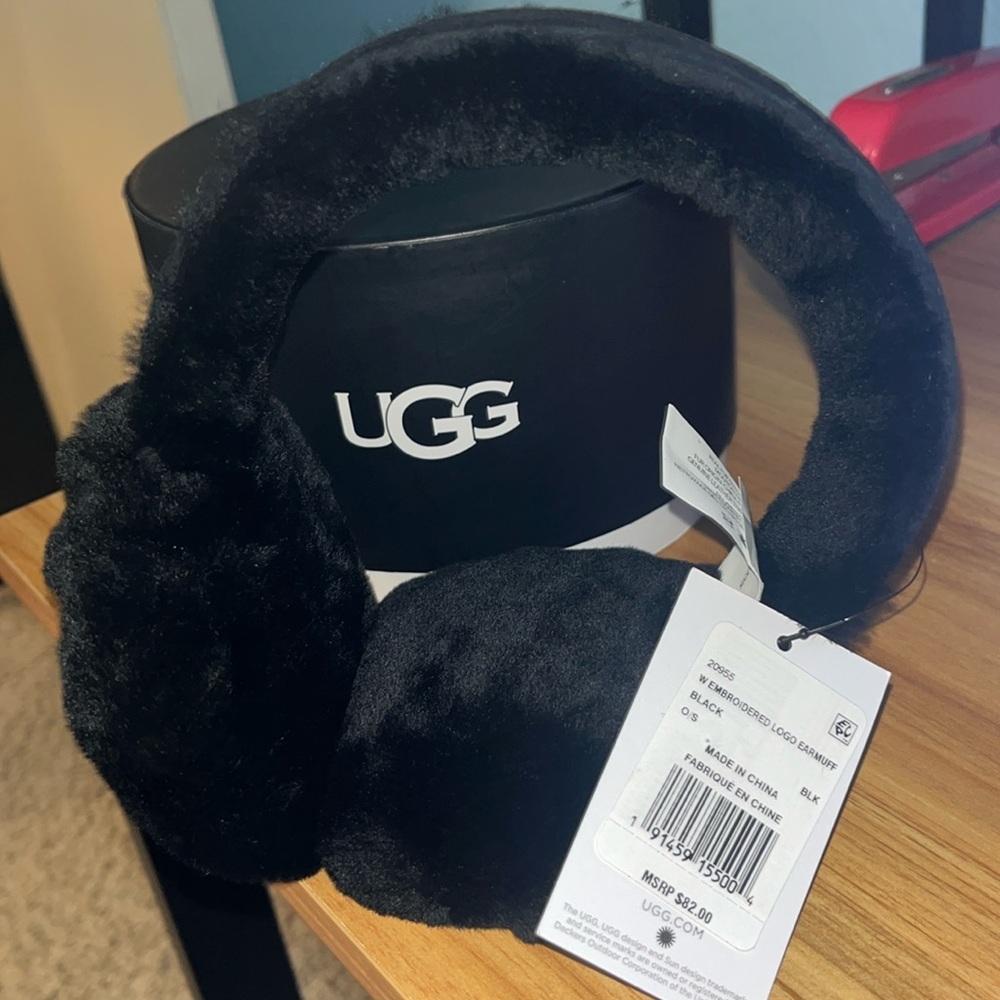 Ugg Faux Fur Embroidered Logo Ear Muffs